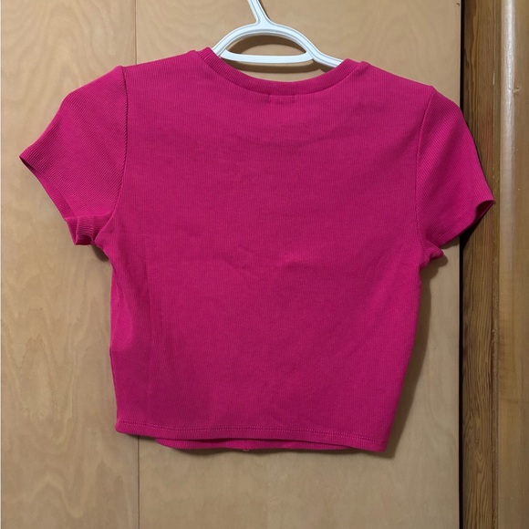 Garage Hot Pink Ribbed Crop Stormi Tee - Picture 2 of 4